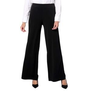 Susan Graver Modern Essential Liquid Knit Wide-Leg Pants Black - Regular
